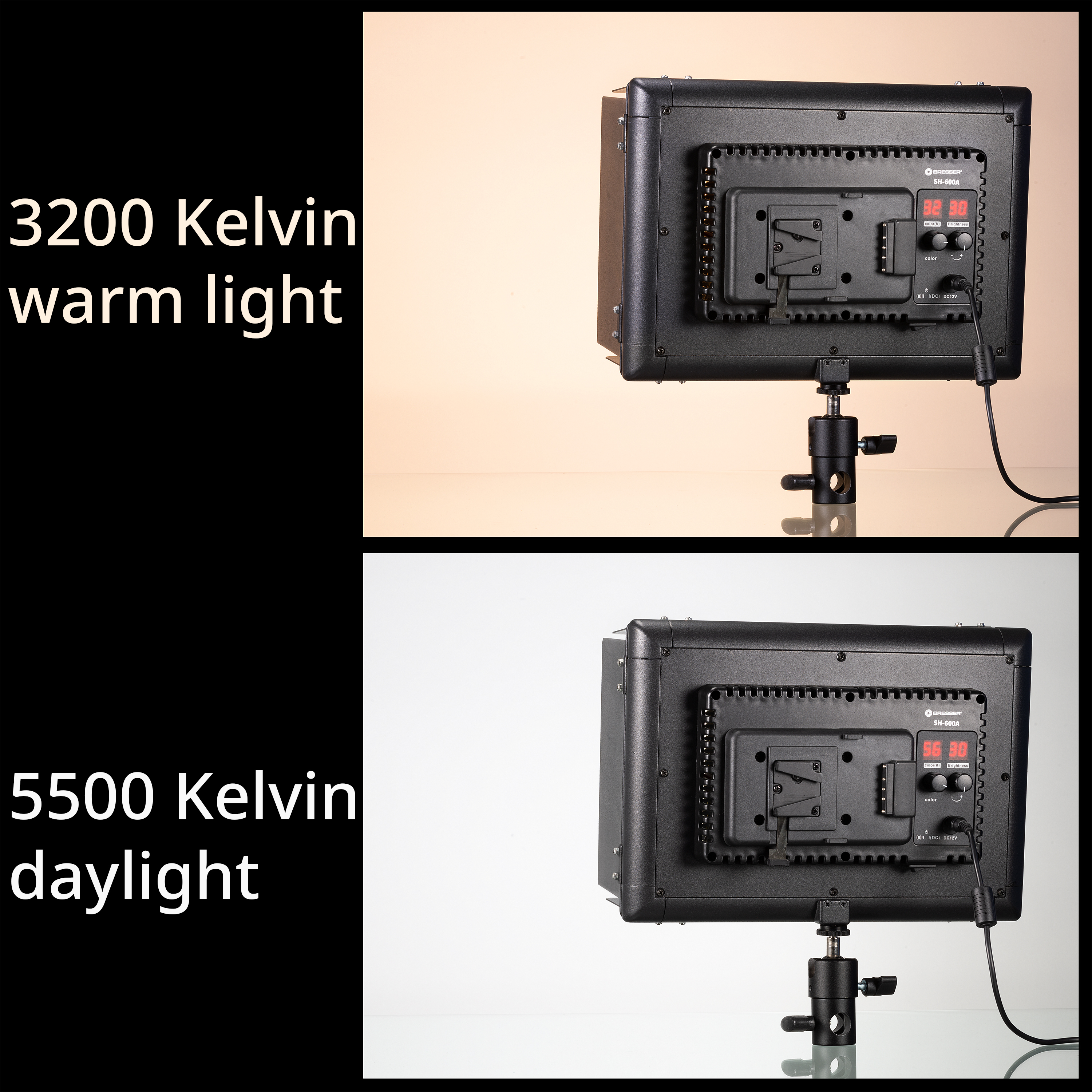 BRESSER LED SH-600A Bi-Color 36W/5.600LUX Slimline Studiolamp estudio de la lámpara