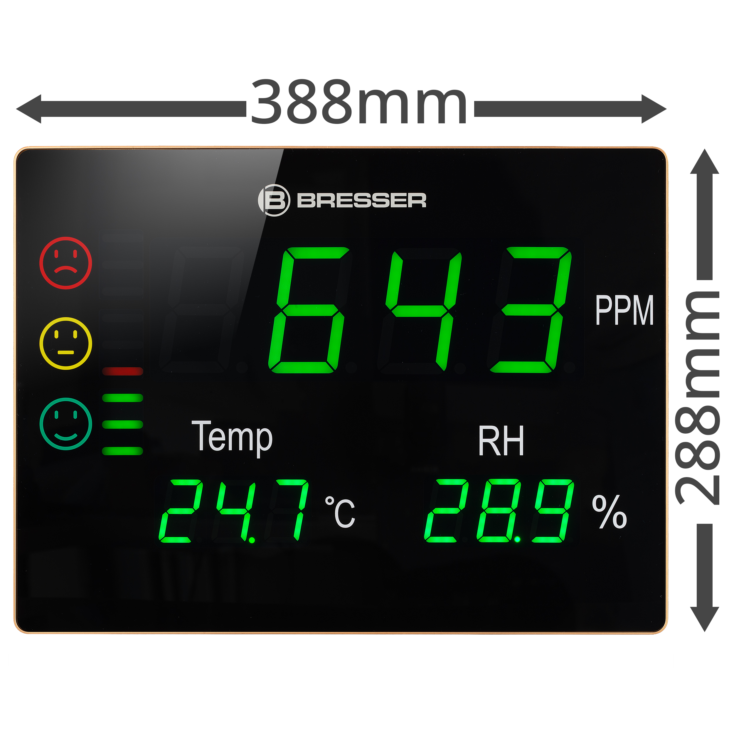 Medidor de CO2 BRESSER Smile XXL con semáforo y pantalla LED extragrande