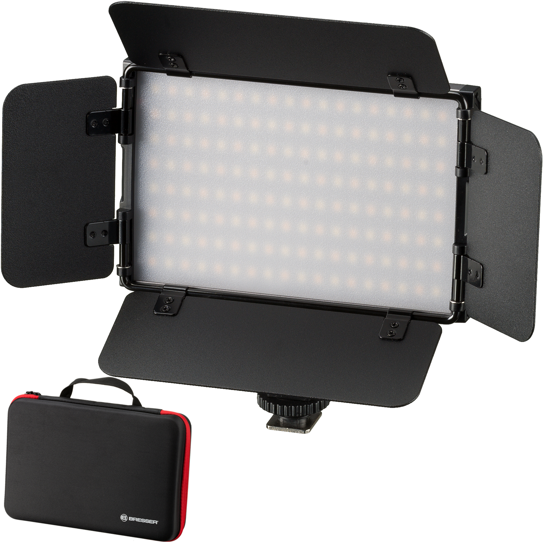 Antorcha de Vídeo BRESSER PT Pro 15B-II bicolor LED con Viseras, Batería recargable y Estuche