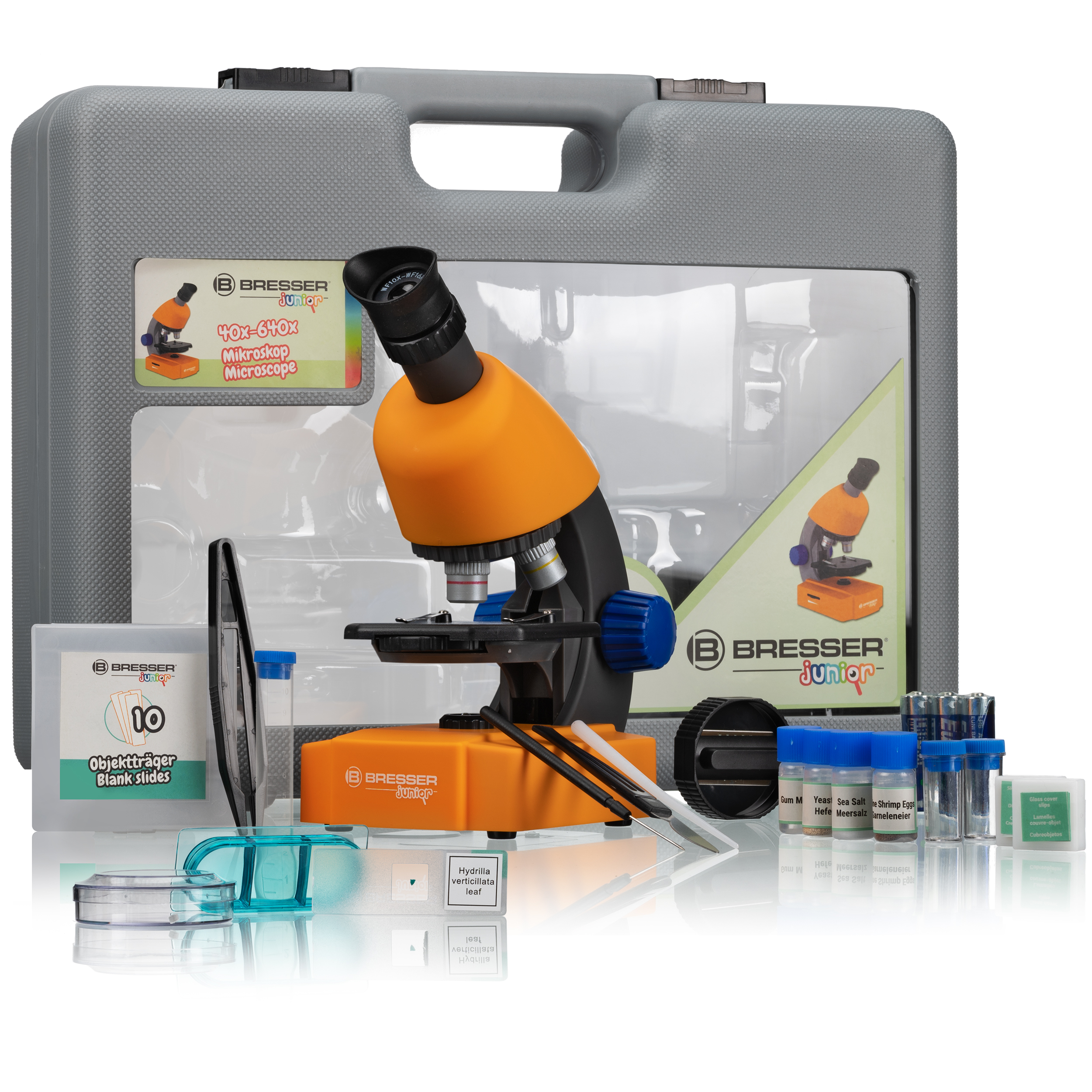 BRESSER JUNIOR Microscopio 40x-640x con complementos y maleta de transporte