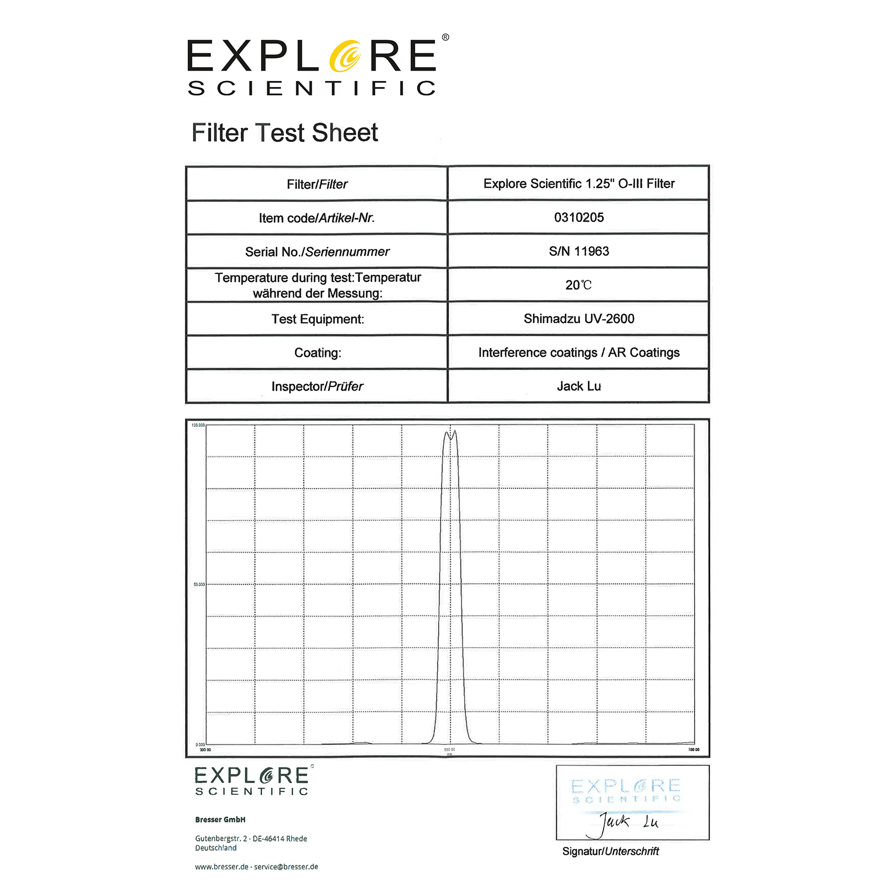 EXPLORE SCIENTIFIC 1,25" O-III Filtro de Nebulosa