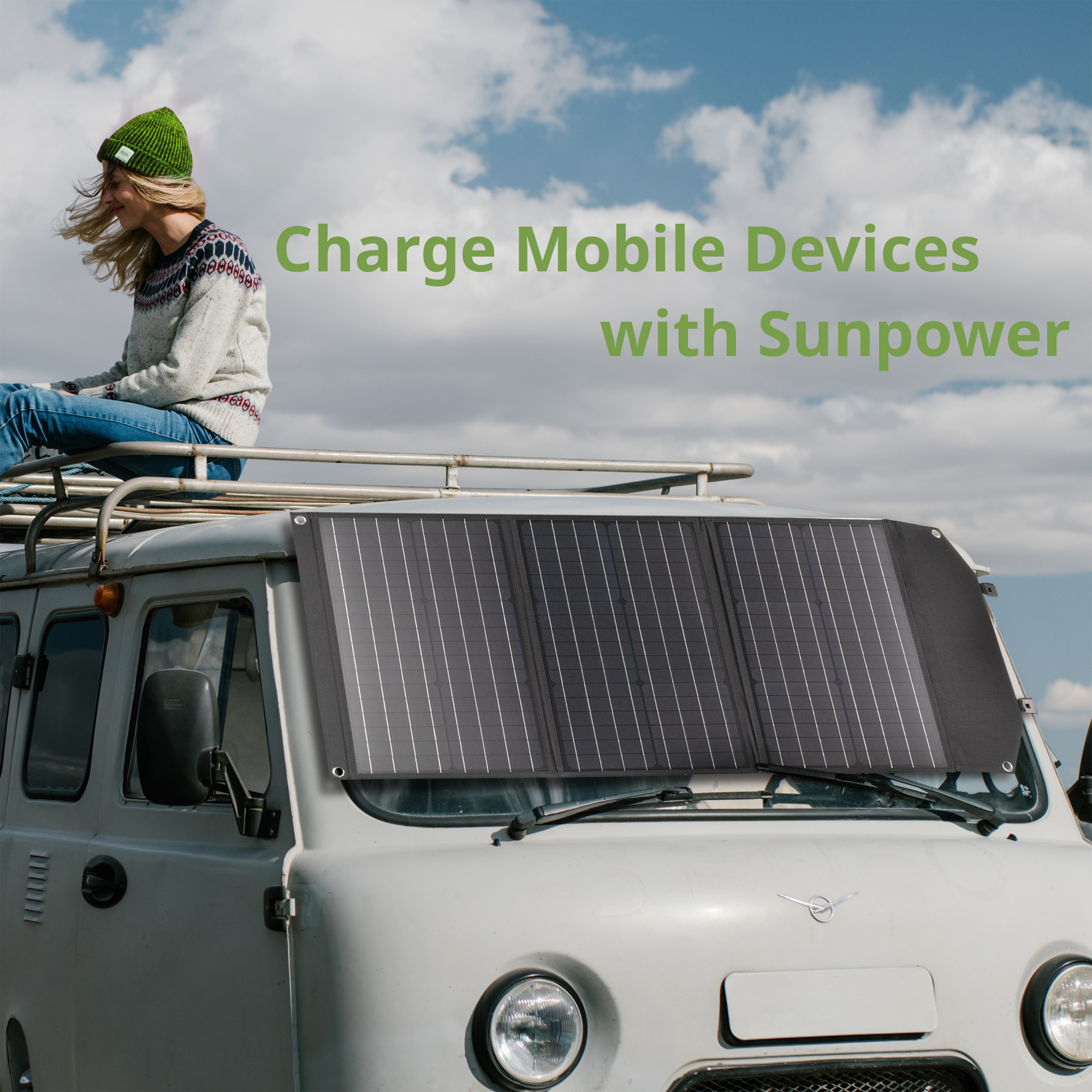 Bresser, Cargador solar móvil BRESSER de 40 vatios con salida USB y DC