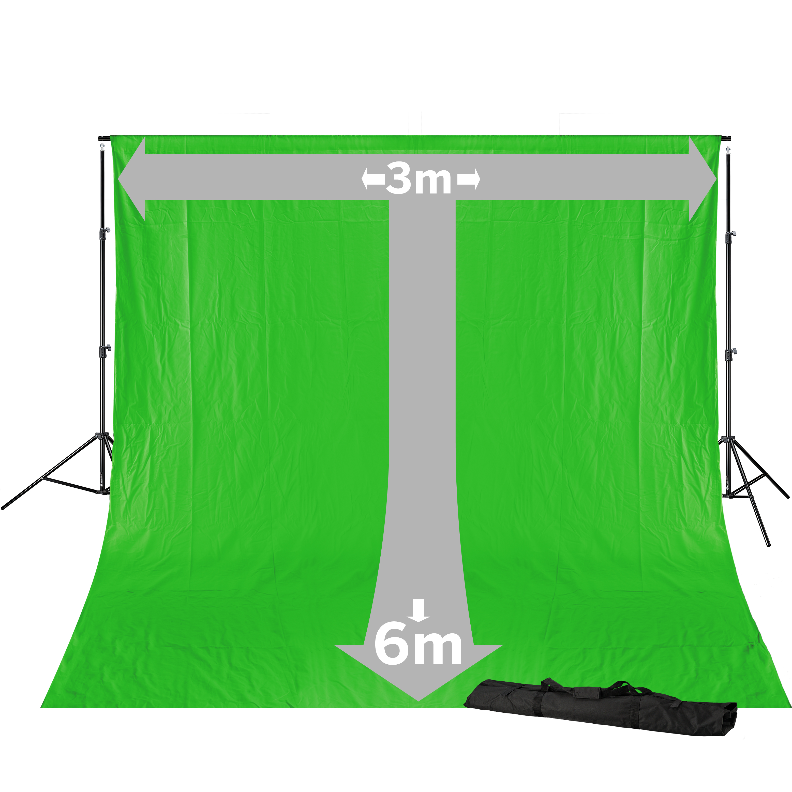 BRESSER BR-D23 Sistema de Fondo + Tela de Fondo 3 x 6m Chromakey Verde