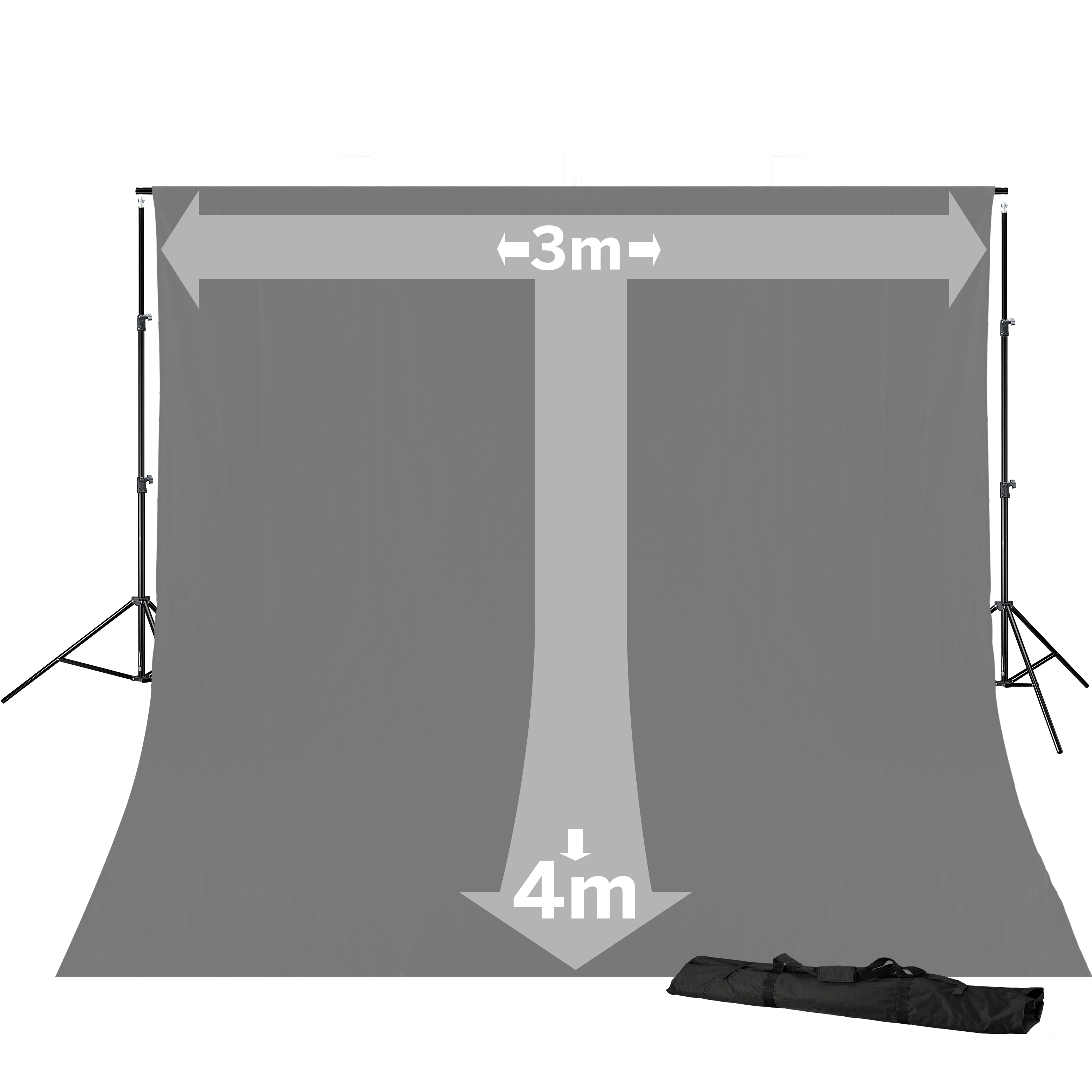 BRESSER BR-D23 Sistema de Fondo + Tela de fondo 3 x 4m Gris